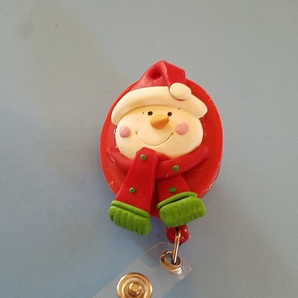 Snow Man Retractable Name Badge Holder